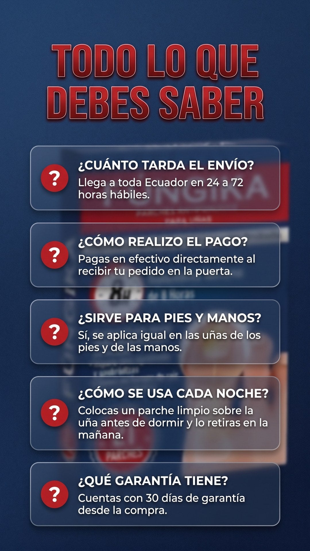 Preguntas frecuentes sobre los parches antifúngicos FÚNGIKA: envío, pago, uso y garantía