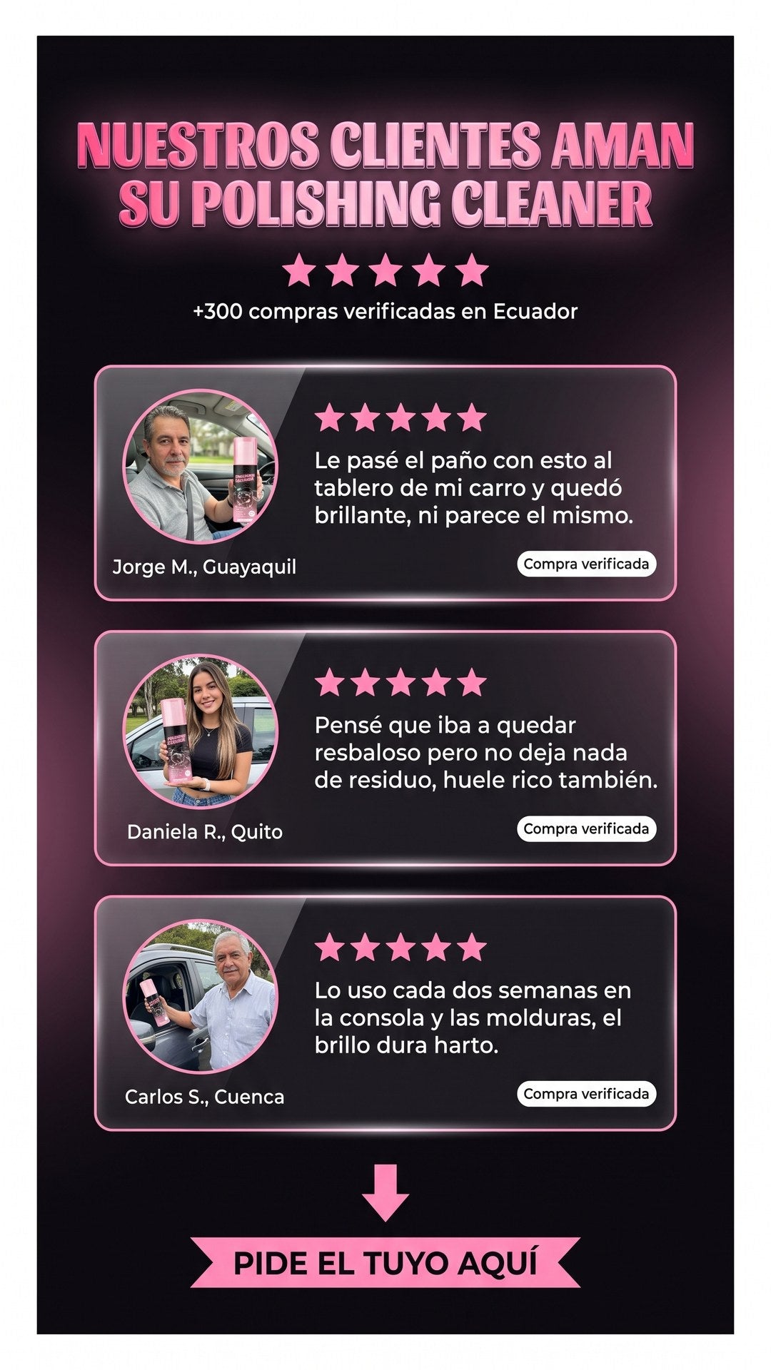 Reseñas de clientes ecuatorianos sobre Polishing Cleaner con calificación de 5 estrellas