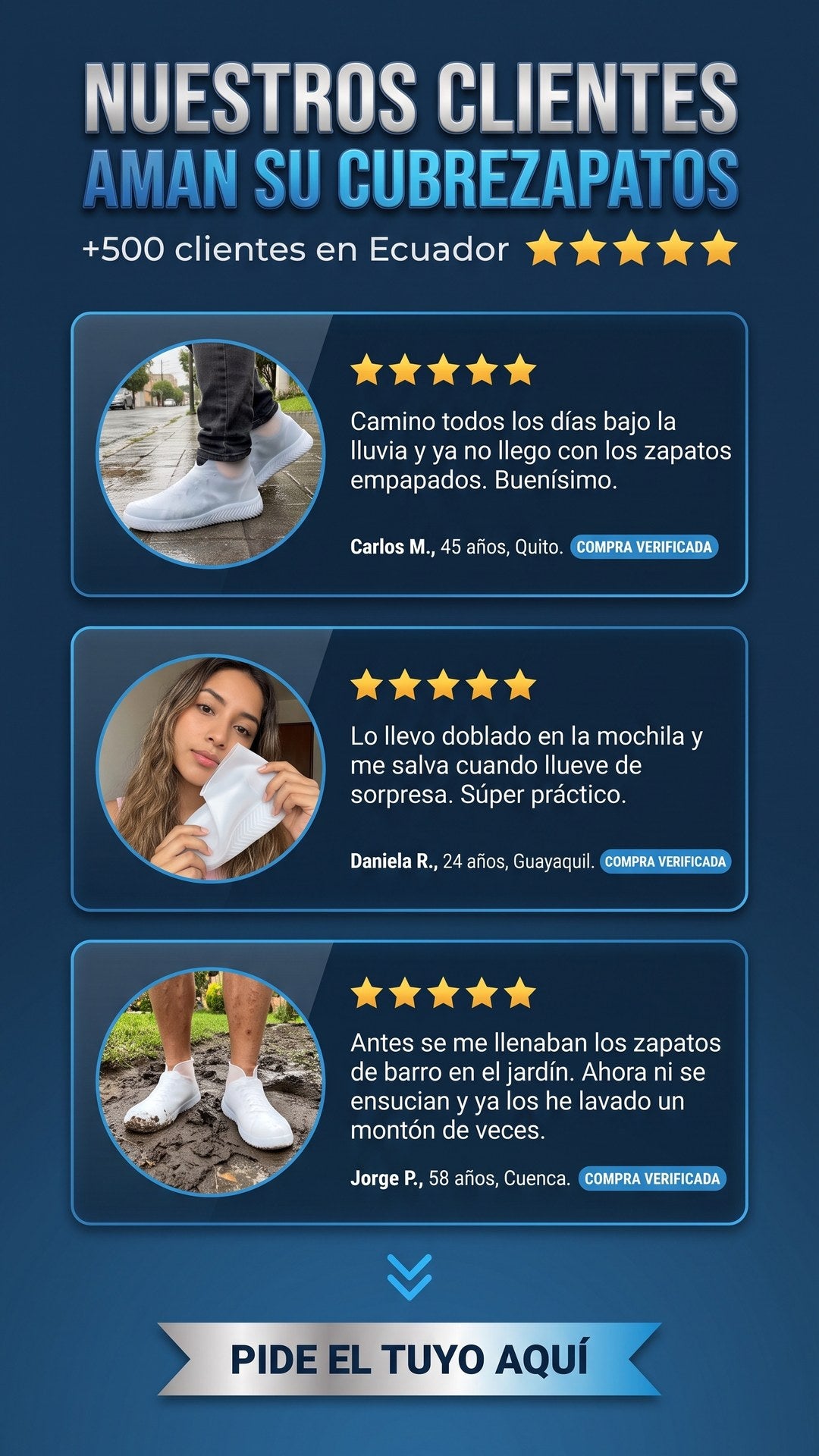 Reseñas de clientes en Ecuador sobre el cubrezapatos impermeable