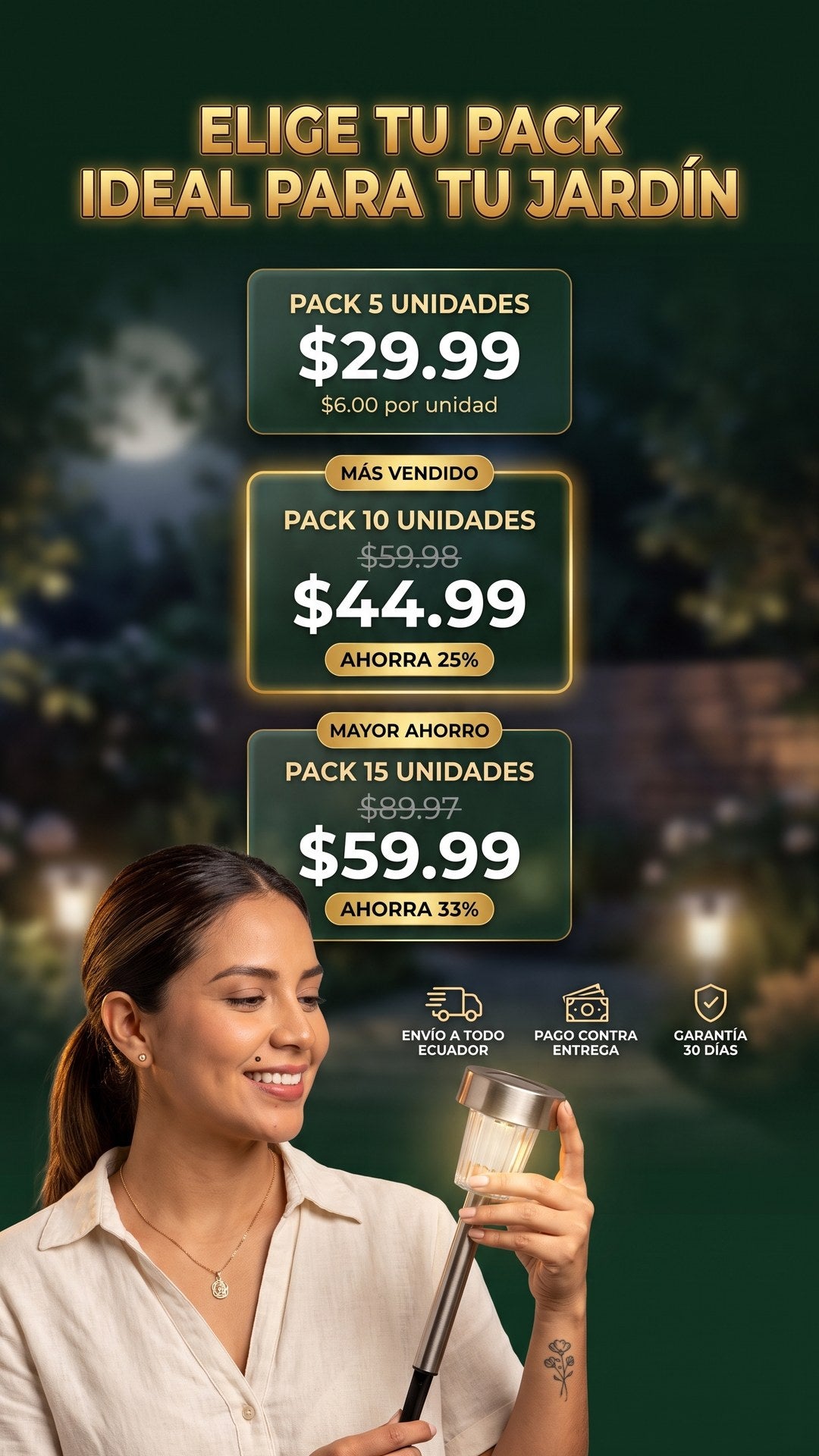 Packs de luces solares de jardín SOLPATH: 5, 10 y 15 unidades con precios y ahorro